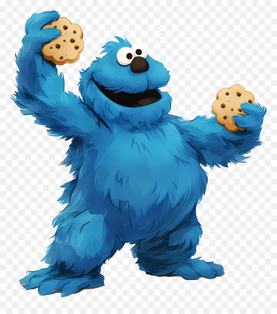 Monstre Aux Biscuits，Personnage à Fourrure Bleue PNG