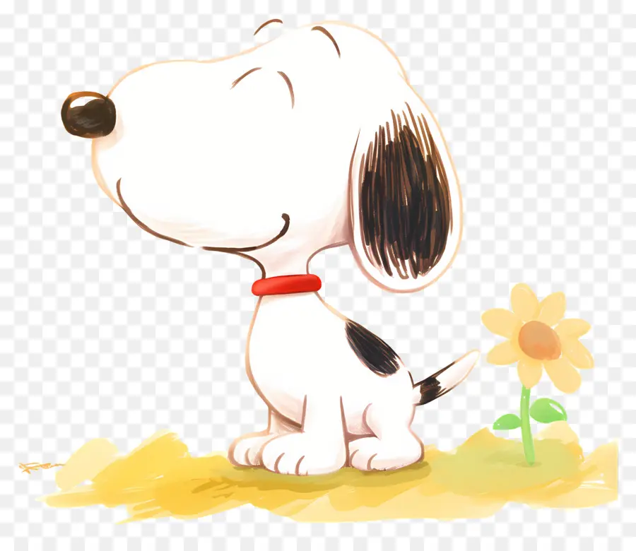 Snoopy，Chien De Dessin Animé Avec Fleur PNG