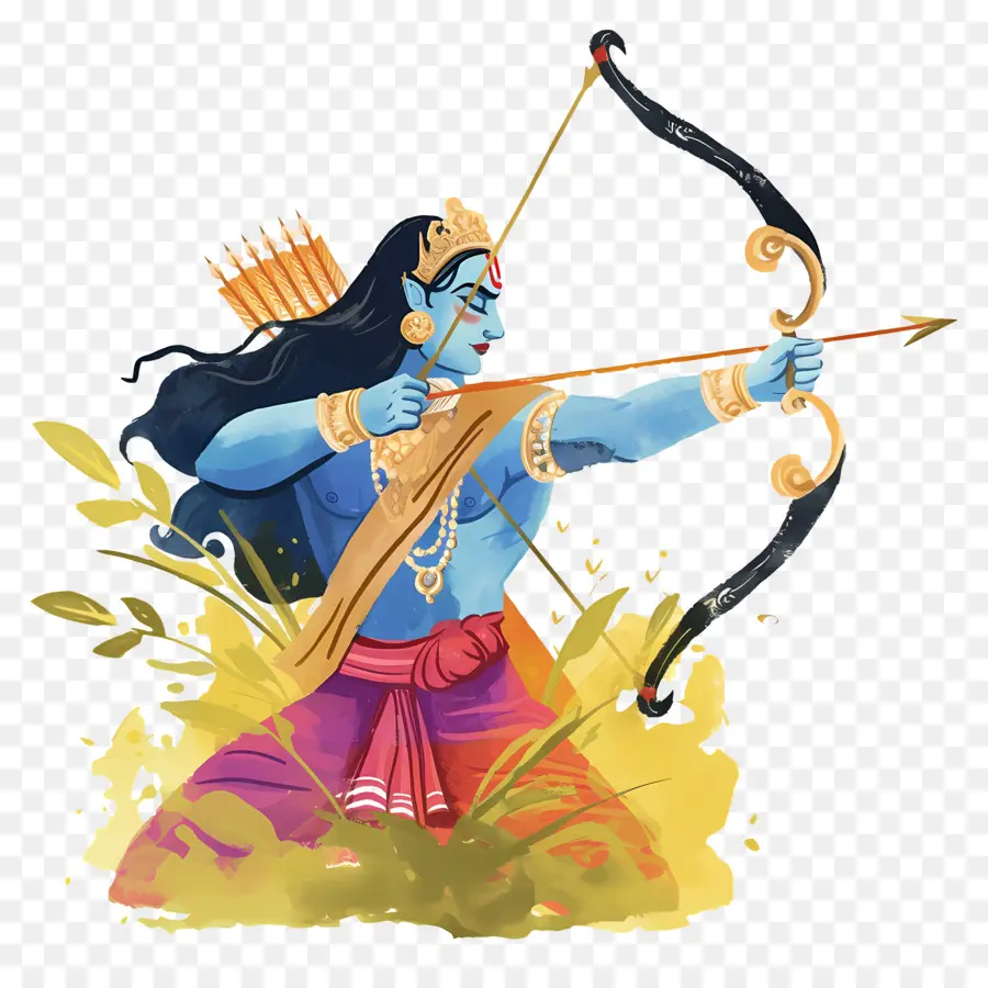 Dussehra，Archer Avec Arc PNG