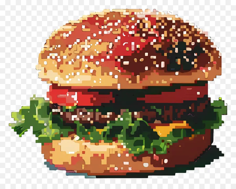 Hamburger Aux Pixels，Burger Pixel PNG