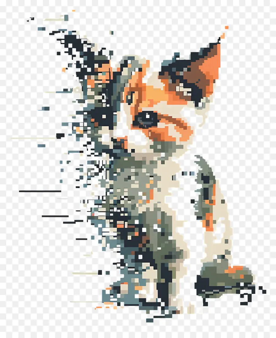 Chat Pixelisé，Chat Pixelisé Coloré PNG