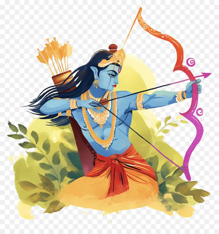 Dussehra，Archer Avec Arc PNG