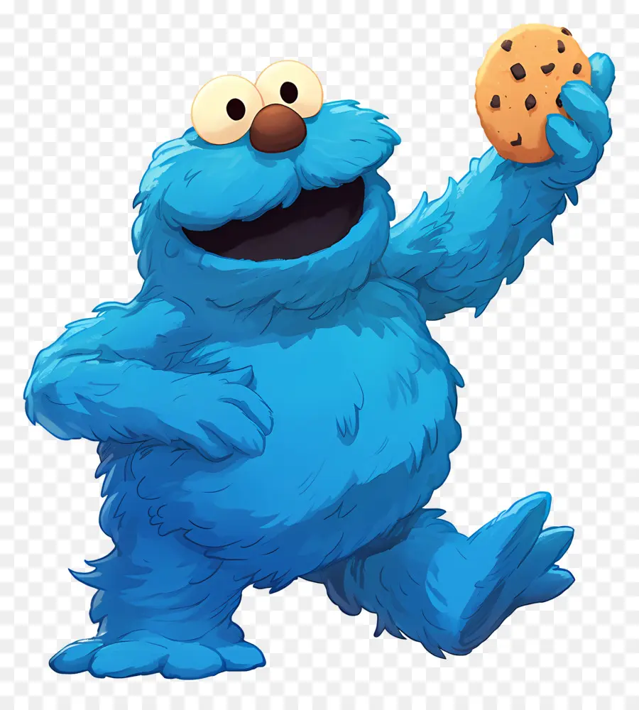 Monstre Aux Biscuits，Personnage à Fourrure Bleue PNG