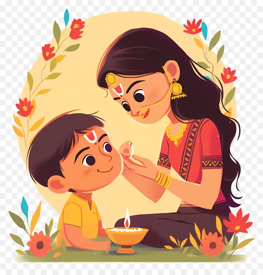 Bhai Dooj，Femme Et Enfant PNG