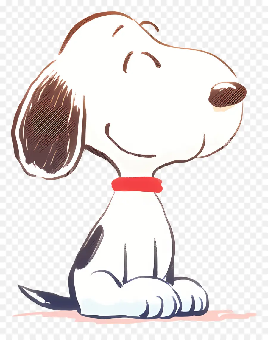 Snoopy，Chien De Dessin Animé Avec Collier Rouge PNG