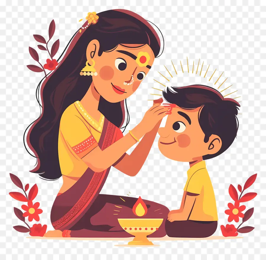 Bhai Dooj，Femme Et Enfant PNG