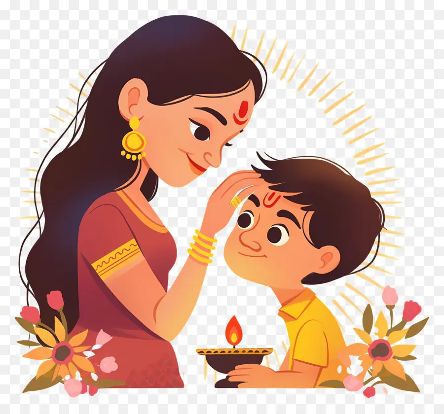 Bhai Dooj，Femme Et Enfant PNG