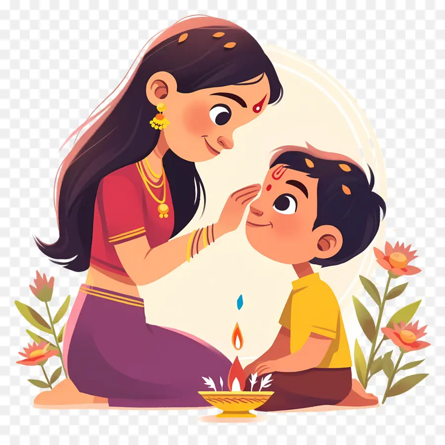 Bhai Dooj，Femme Et Enfant PNG