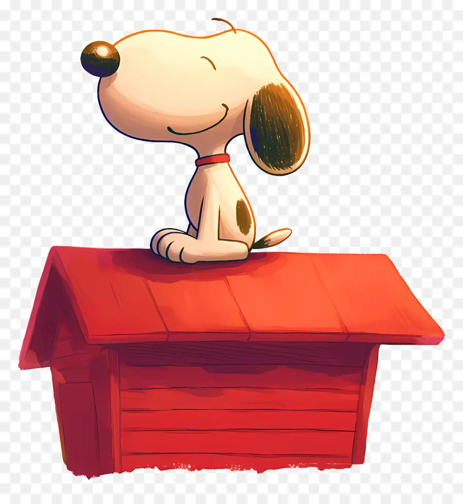 Snoopy，Chien De Dessin Animé Sur Niche Rouge PNG