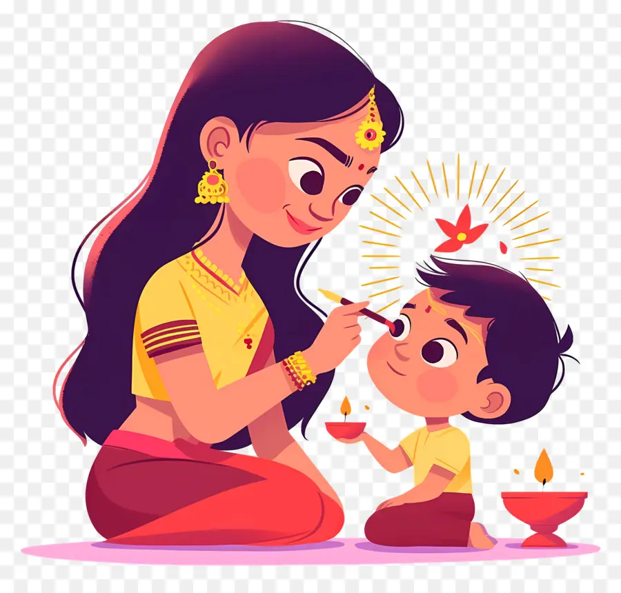 Bhai Dooj，Mère Et Enfant PNG