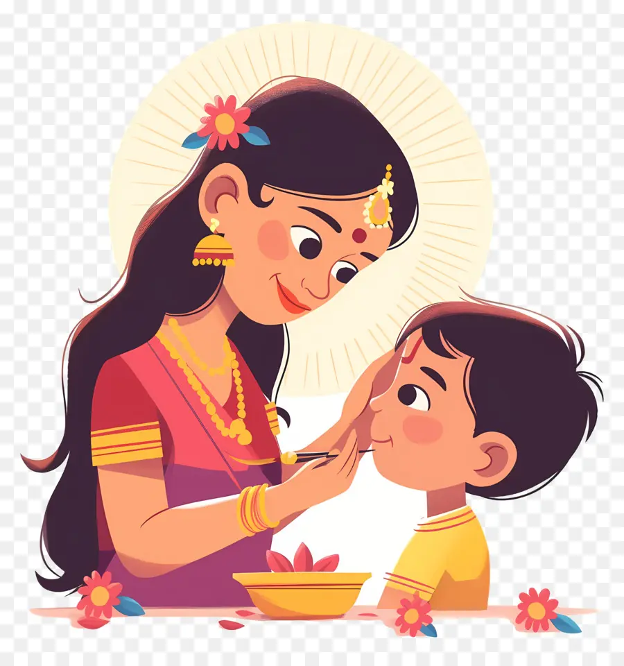 Bhai Dooj，Femme Et Enfant PNG