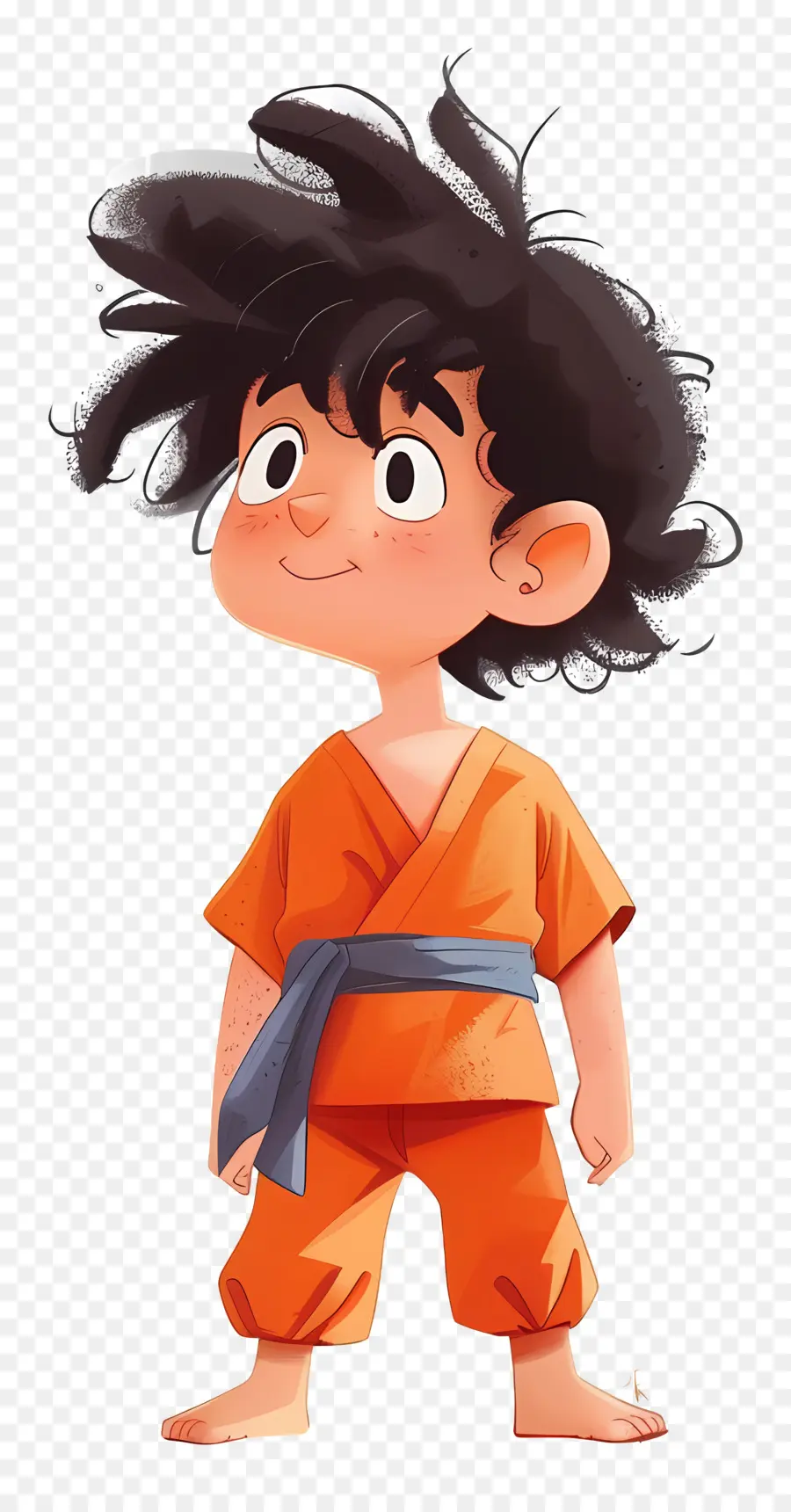 Gokû，Garçon De Dessin Animé En Tenue Orange PNG