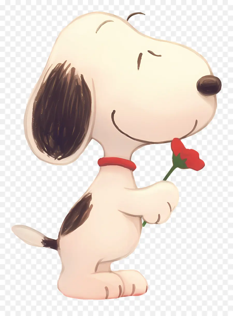 Snoopy，Chien De Dessin Animé Avec Fleur PNG