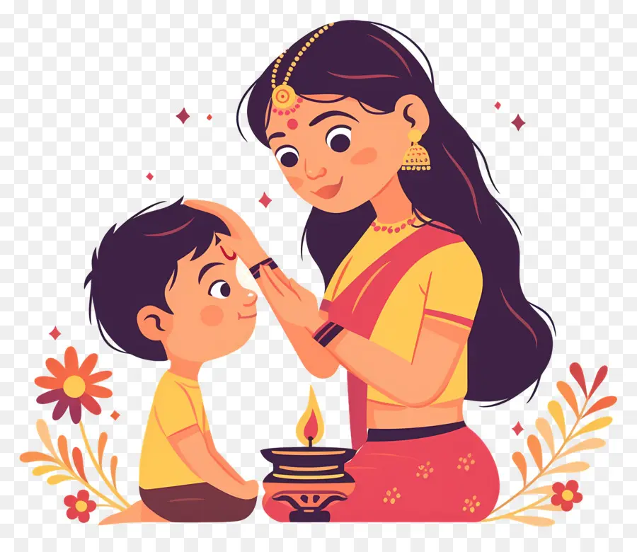 Bhai Dooj，Femme Et Enfant PNG