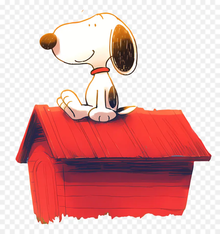 Snoopy，Chien De Dessin Animé Sur Niche Rouge PNG