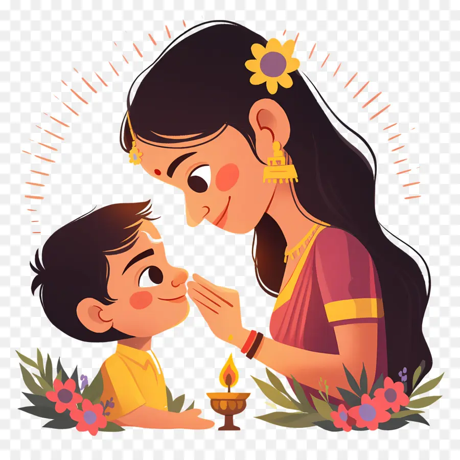 Bhai Dooj，Femme Et Enfant PNG