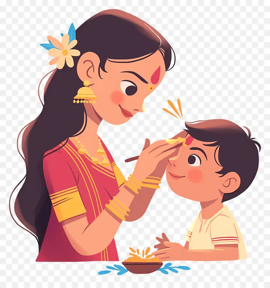 Bhai Dooj，Femme Et Enfant PNG