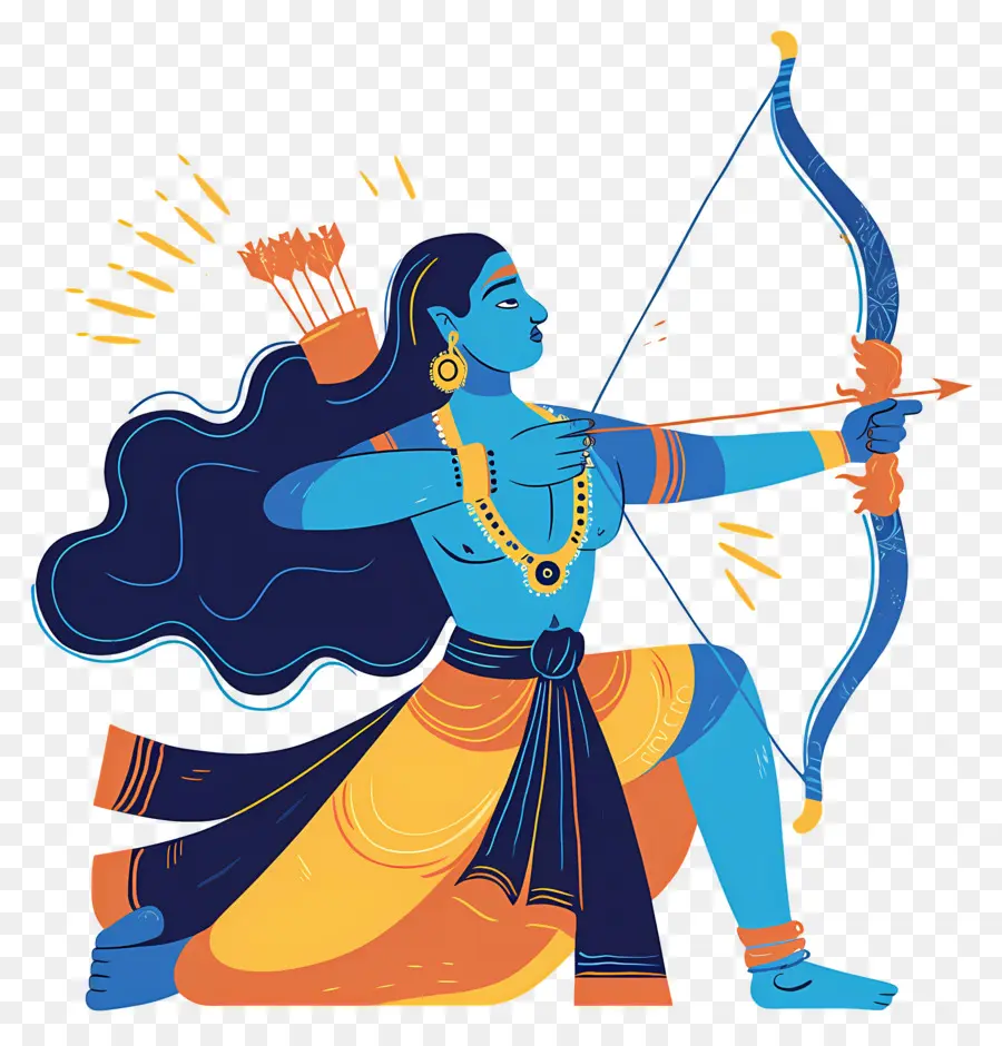 Dussehra，Archer Avec Arc PNG