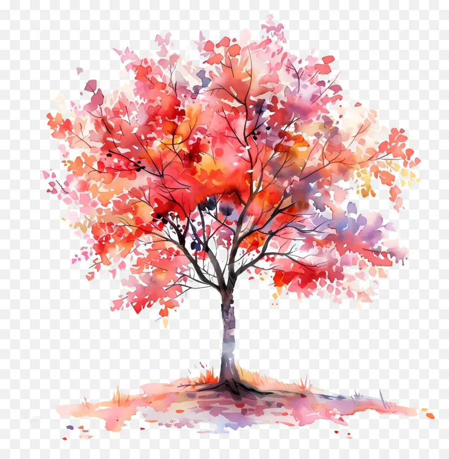 Arbre Aquarelle，Arbre Coloré PNG