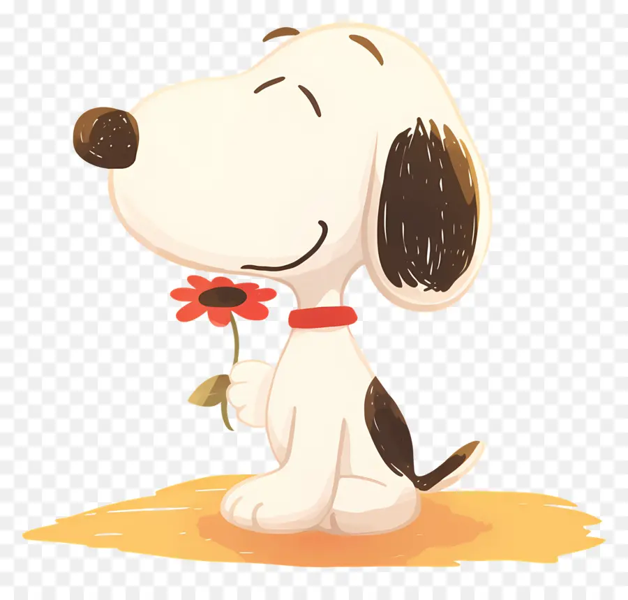 Snoopy，Chien De Dessin Animé Avec Fleur PNG