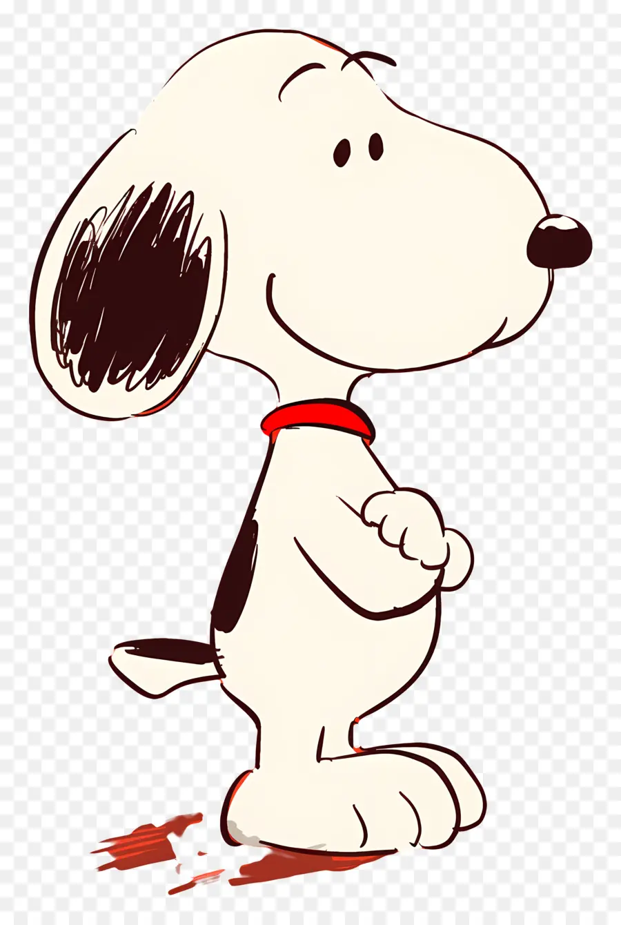 Snoopy，Chien De Dessin Animé Avec Collier Rouge PNG