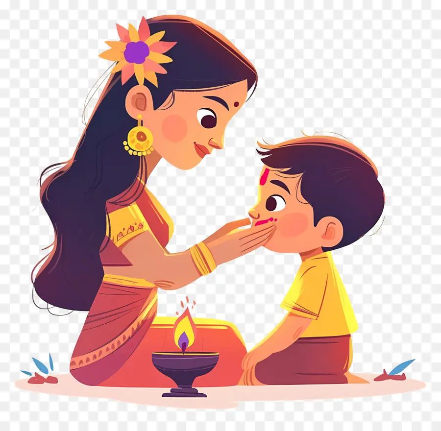 Bhai Dooj，Femme Et Enfant PNG