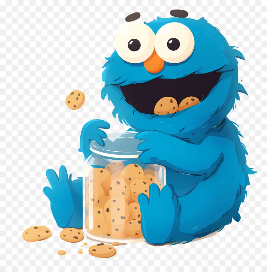 Monstre Aux Biscuits，Personnage à Fourrure Bleue PNG