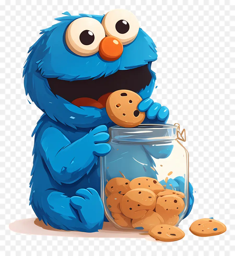 Monstre Aux Biscuits，Personnage à Fourrure Bleue PNG