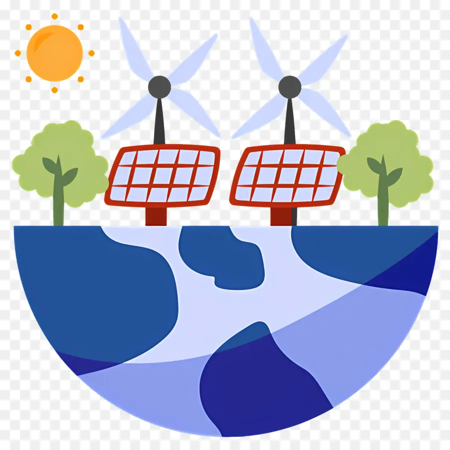 Durabilité，Terre Avec Panneaux Solaires PNG