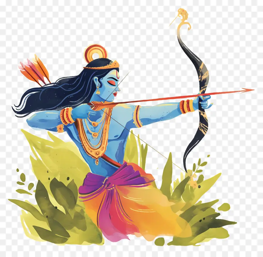 Dussehra，Archer Avec Arc PNG