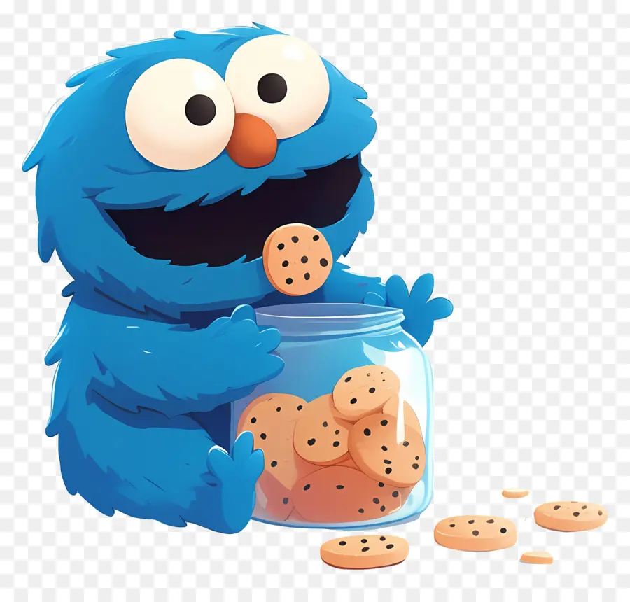 Monstre Aux Biscuits，Personnage à Fourrure Bleue PNG