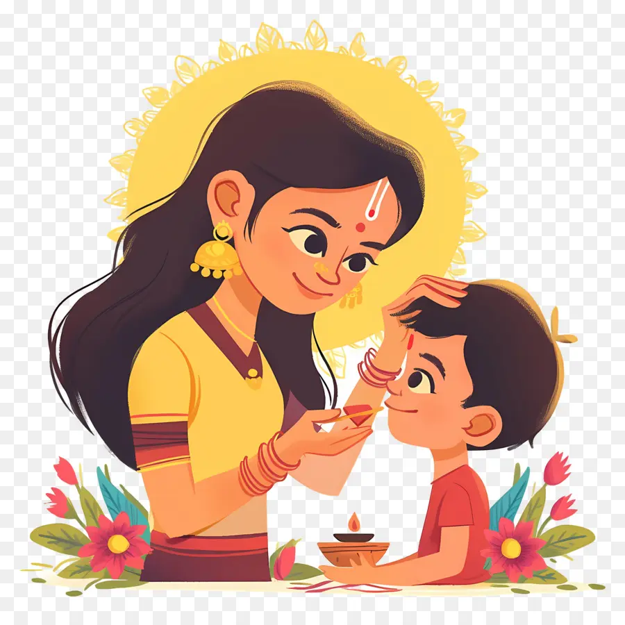 Bhai Dooj，Femme Et Enfant PNG