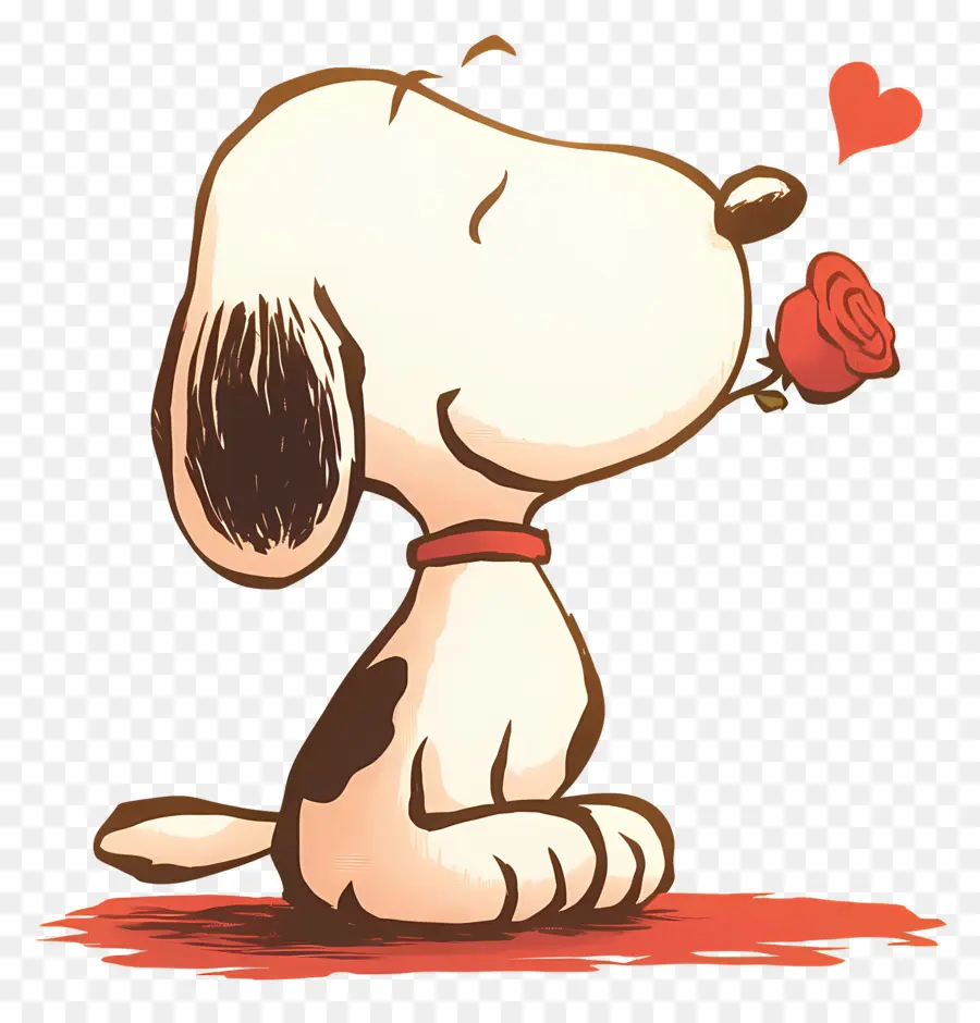 Snoopy，Chien De Dessin Animé Avec Rose PNG