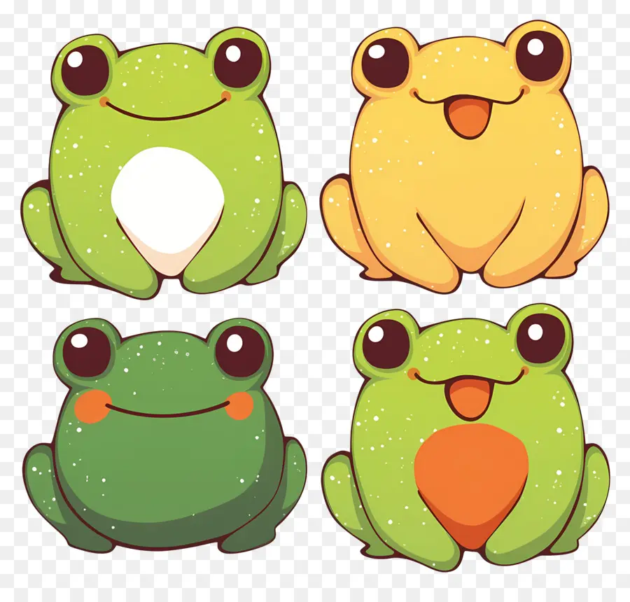 Grenouille De Dessin Animé，Quatre Grenouilles PNG