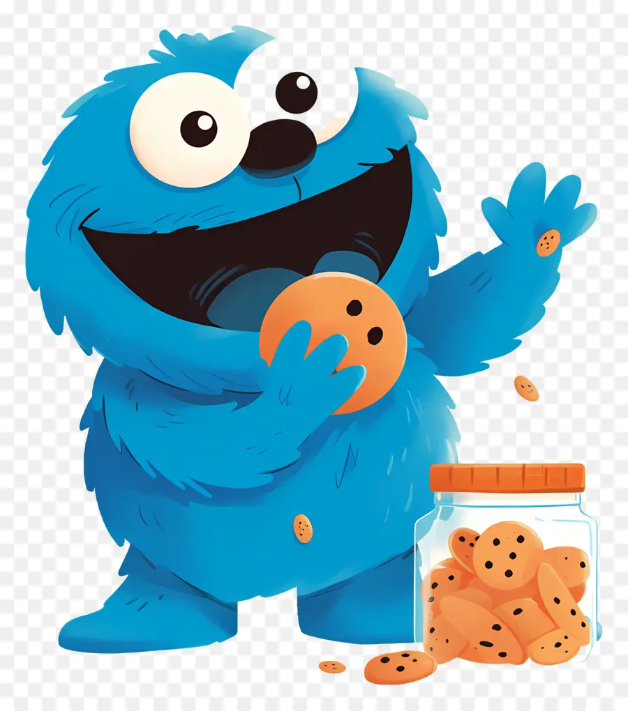 Monstre Aux Biscuits，Personnage à Fourrure Bleue PNG