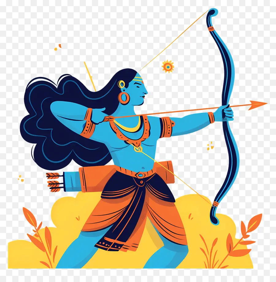 Dussehra，Archer Avec Arc PNG