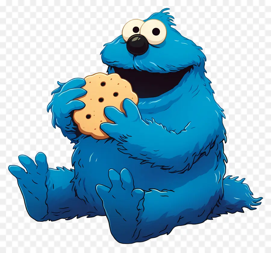 Monstre Aux Biscuits，Personnage à Fourrure Bleue PNG