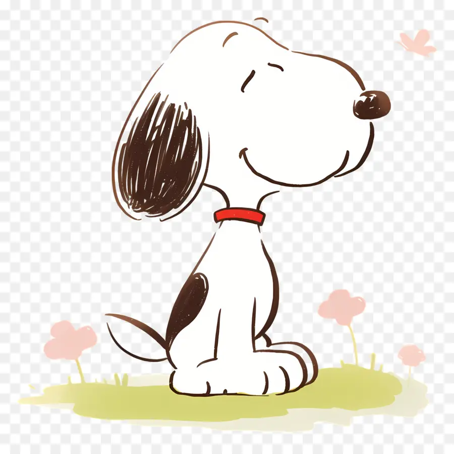 Snoopy，Chien De Dessin Animé Avec Fleur PNG