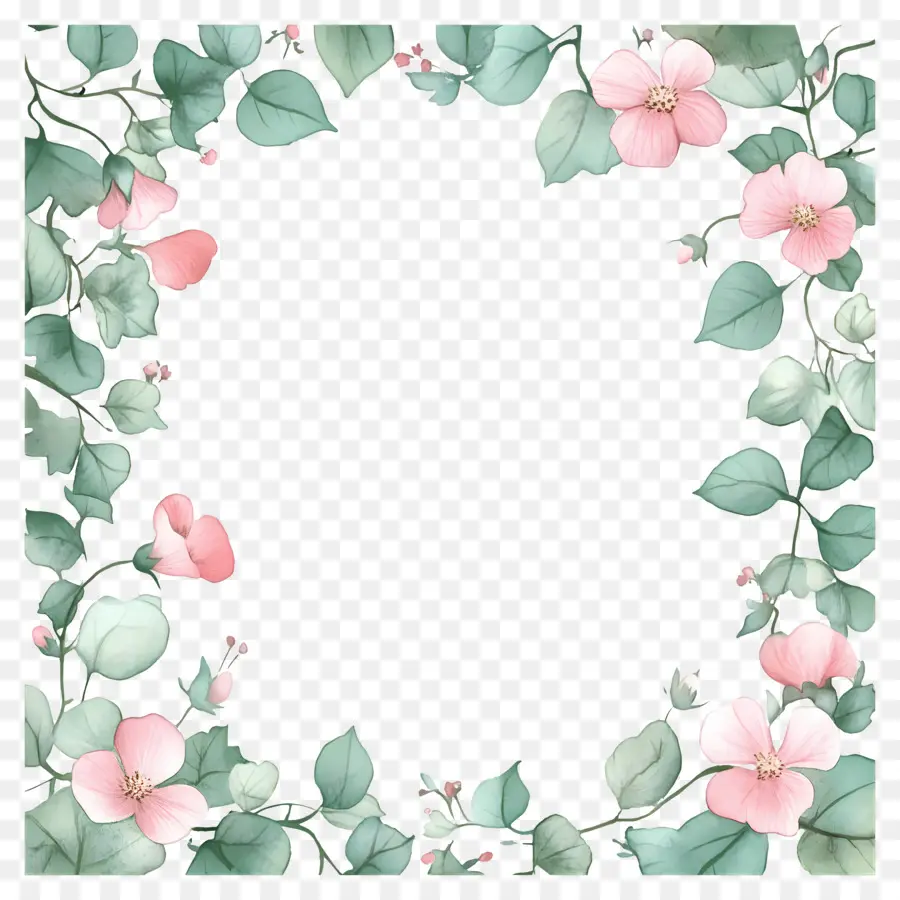 Cadre Floral，Fleurs Roses PNG