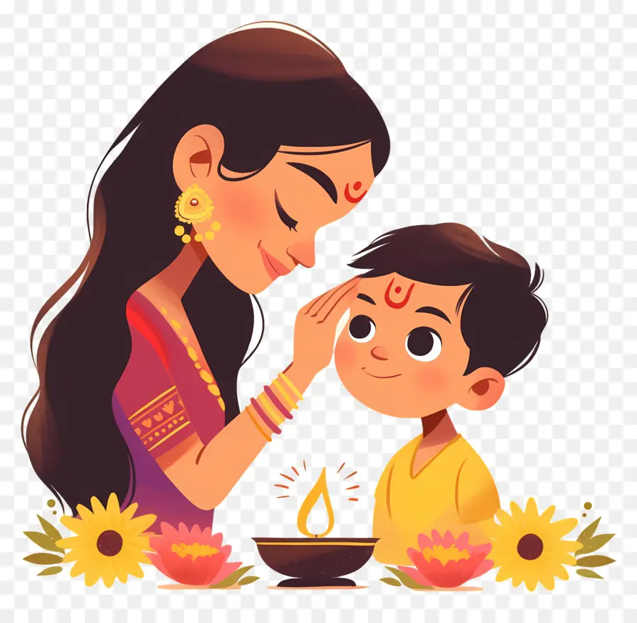 Bhai Dooj，Femme Et Enfant PNG