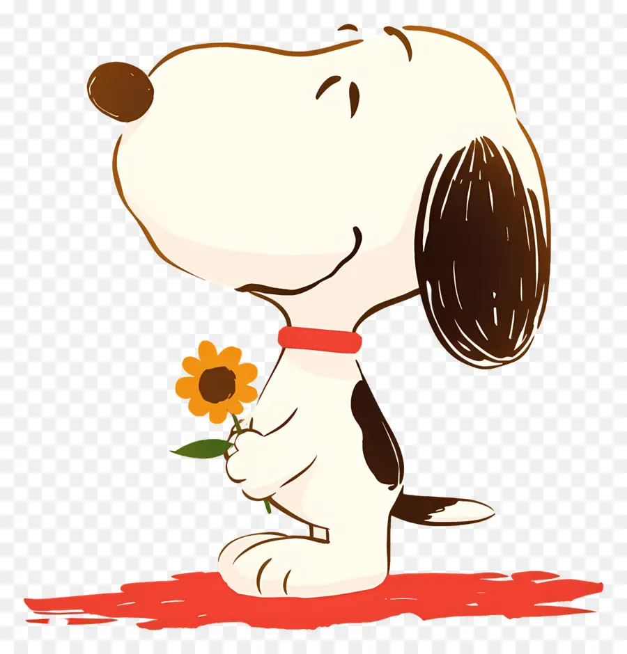 Snoopy，Chien De Dessin Animé Avec Fleur PNG