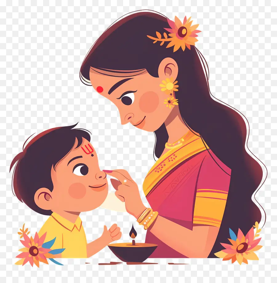 Bhai Dooj，Femme Et Enfant PNG