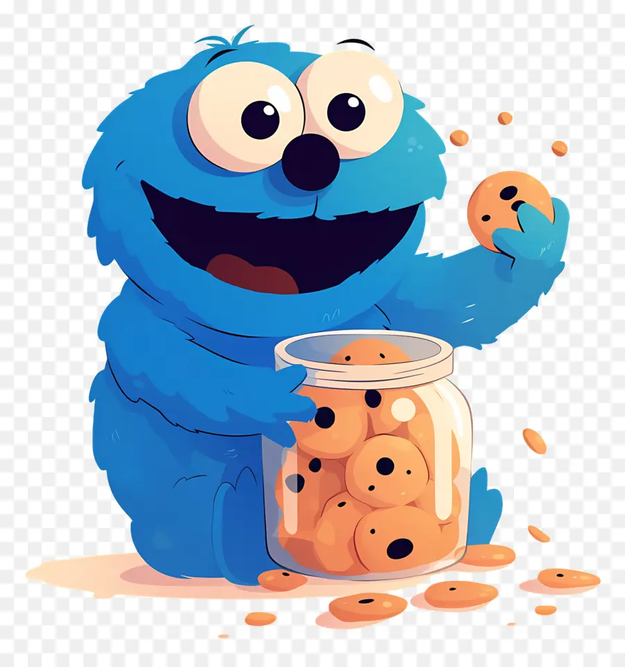 Monstre Aux Biscuits，Personnage à Fourrure Bleue PNG