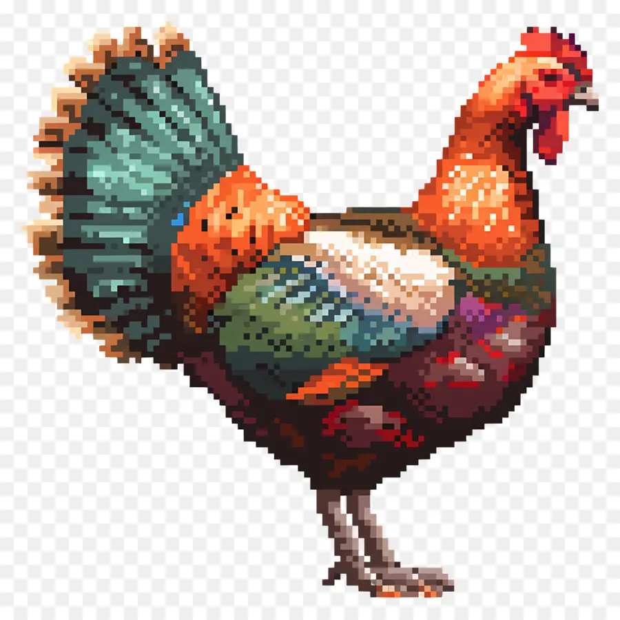 Dinde De Thanksgiving Pixel，Coq Coloré PNG