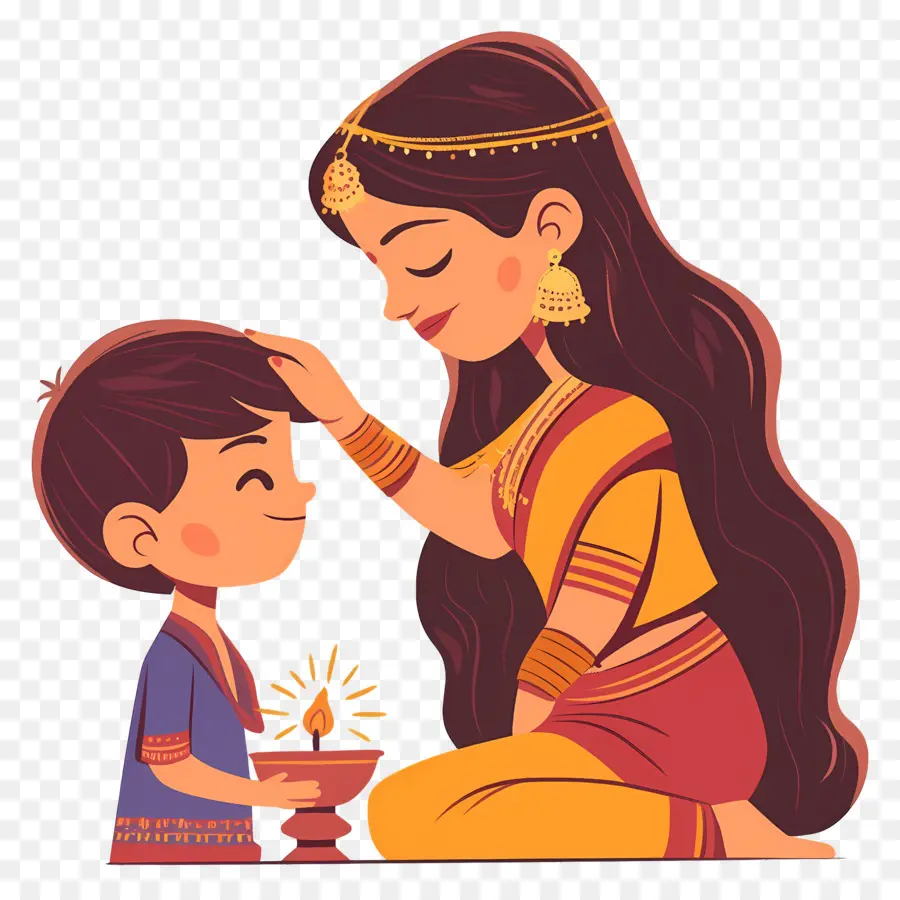 Bhai Dooj，Femme Et Enfant PNG