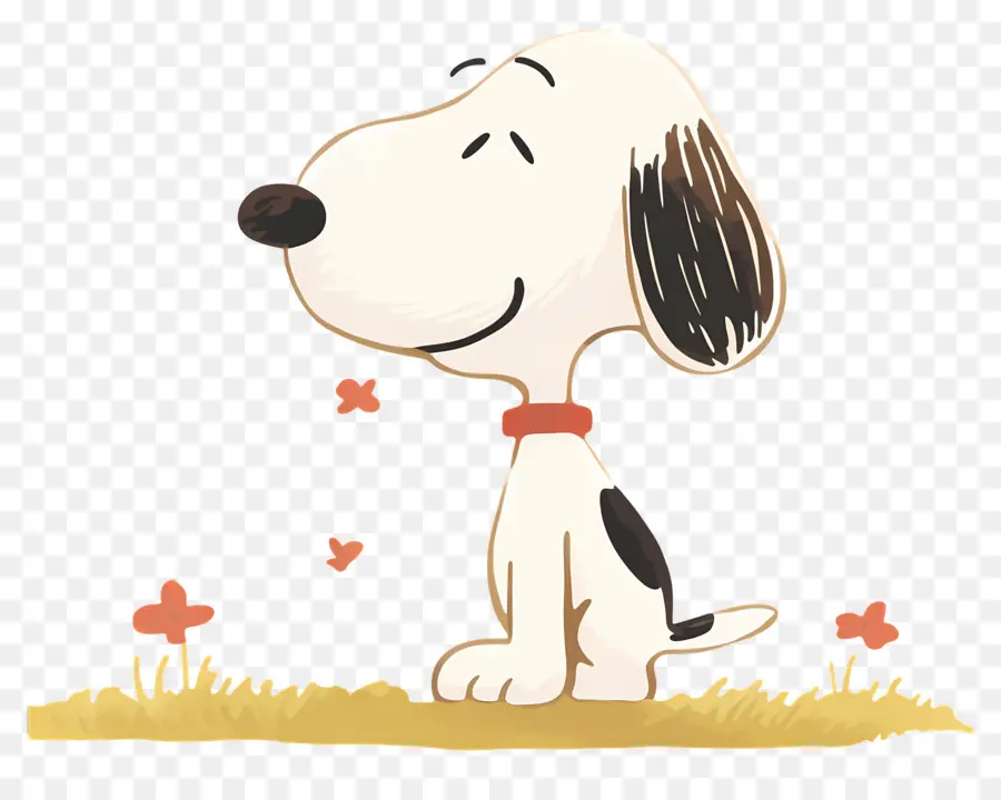 Snoopy，Chien De Dessin Animé Avec Fleur PNG