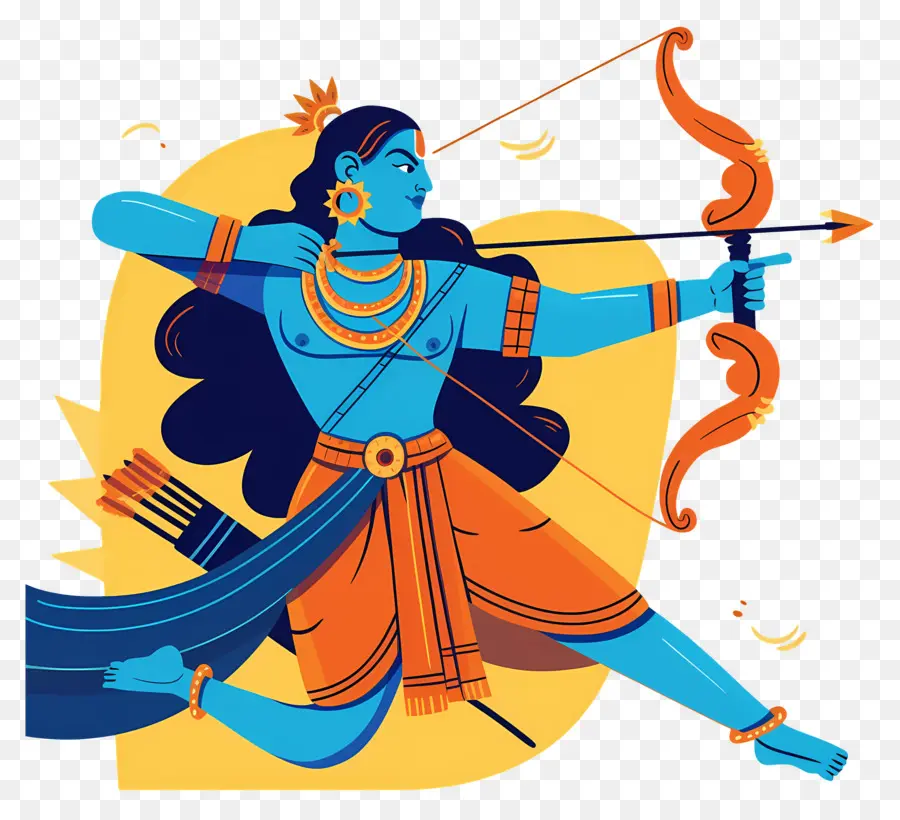 Dussehra，Archer Avec Arc PNG