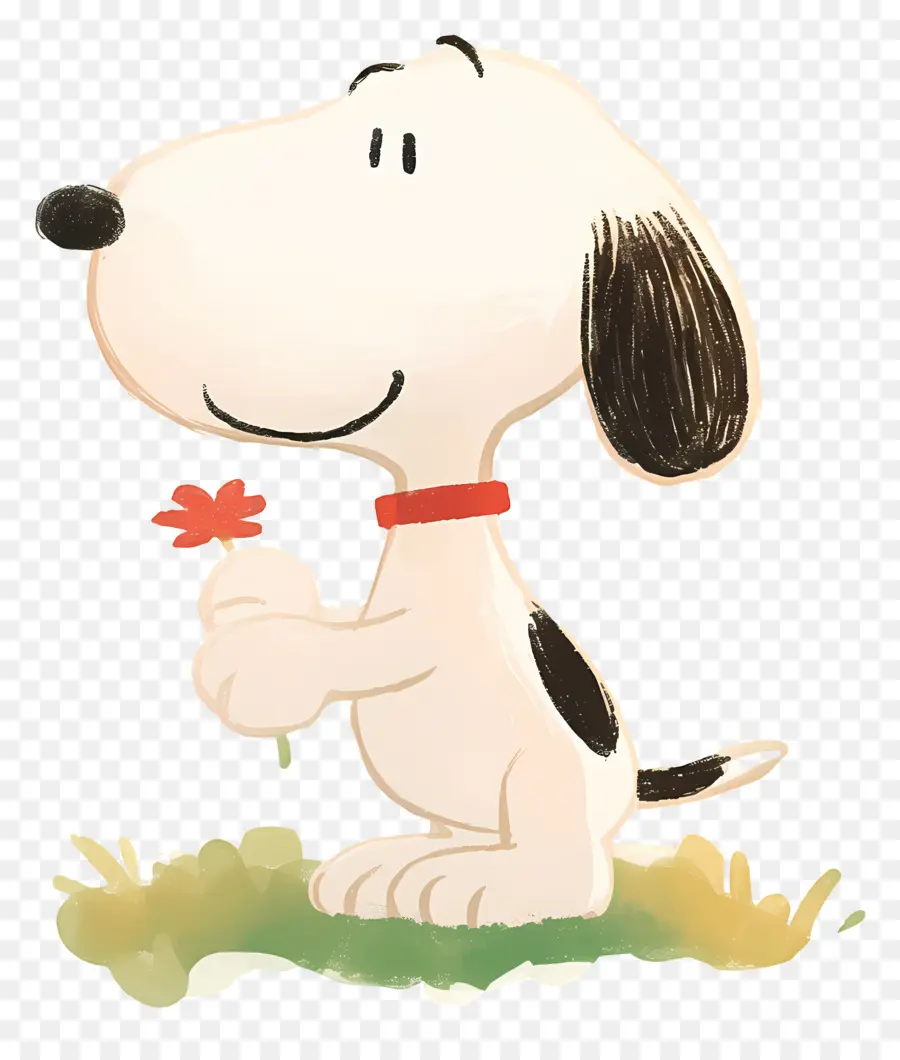 Snoopy，Chien De Dessin Animé Avec Fleur PNG