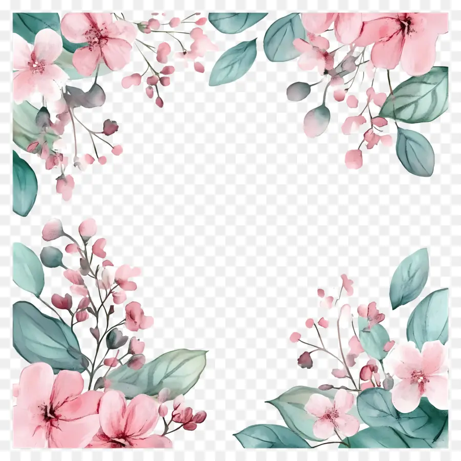 Cadre Floral，Fleurs Roses PNG