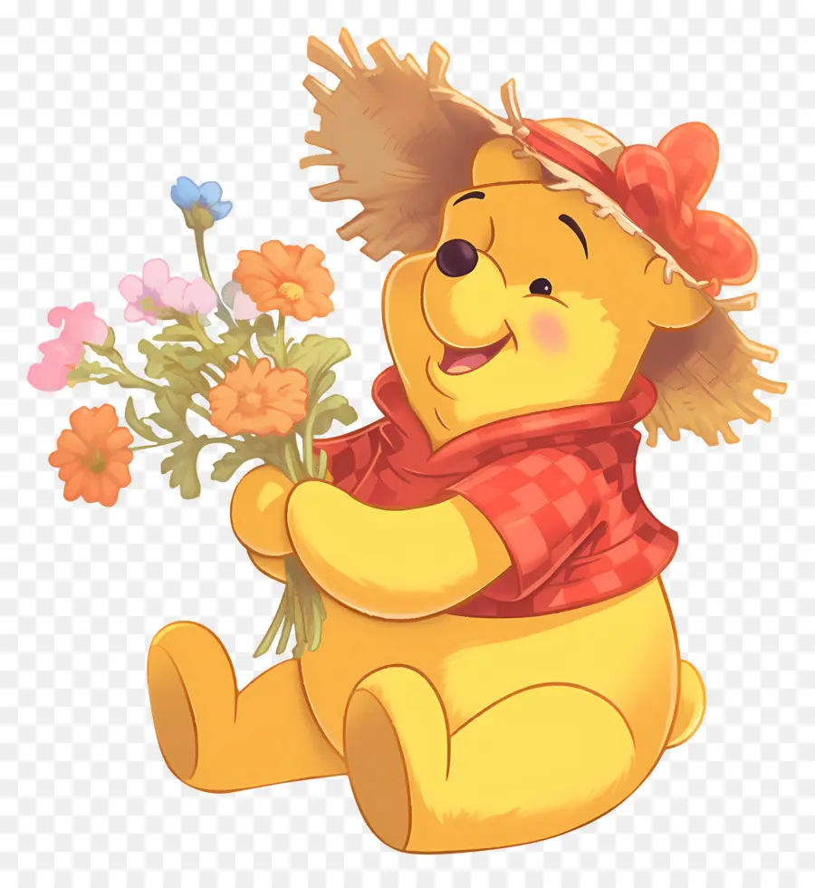 Winnie L'ourson，Ours Avec Des Fleurs PNG